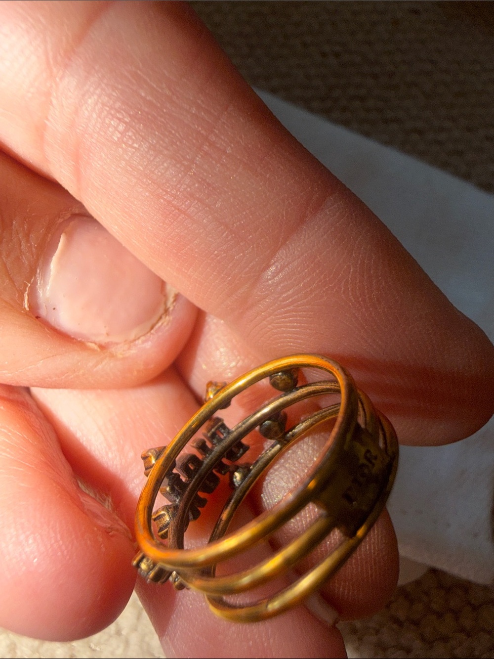 💯 authentic Dior Gold Logo Ring with Crystal Accents - Picture 5 of 8